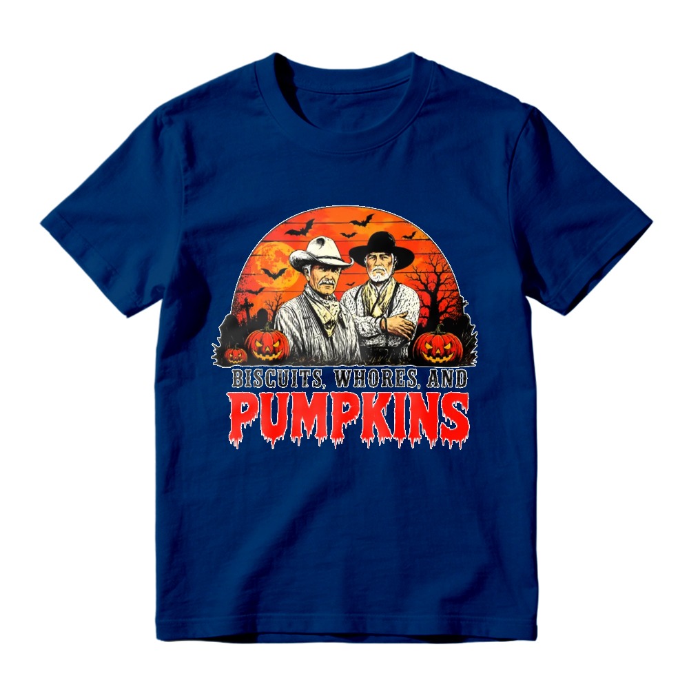 Biscuits Whores And Pumpkins Halloween Western Cowboy Vintage Retro Graphic T-shirt
