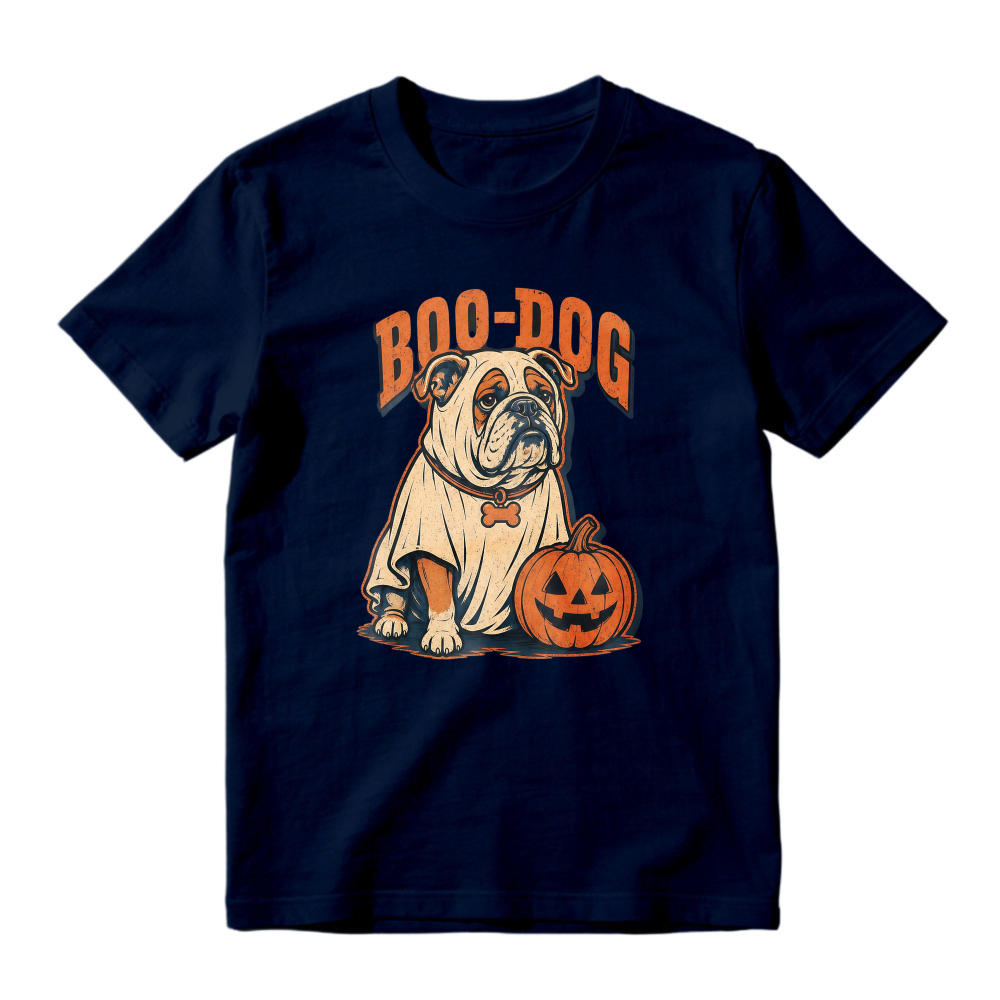 Boo Dog Bulldog In Ghost Costume With Pumpkin Halloween Unisex Classic T Shirt