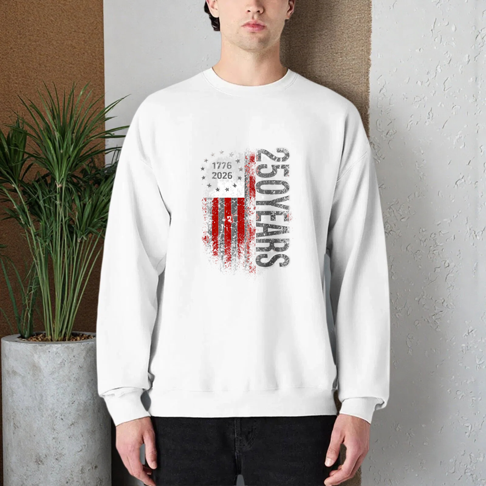 250 Years American Flag 1776 2026 Independence Day Usa Patriotic Sweatshirt Black Crewneck Long Sleeve Unisex Top