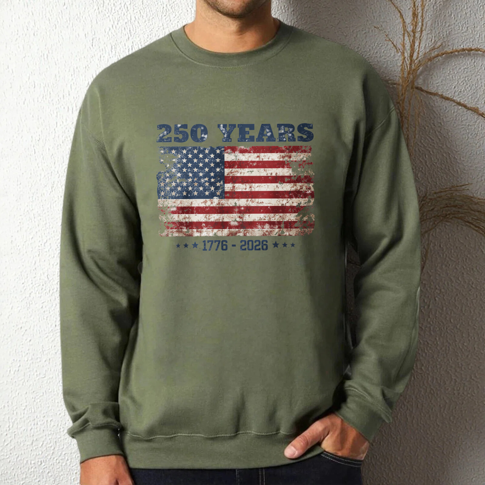 250 Years American Flag Usa Independence Day 1776 2026 Sweatshirt Unisex Crewneck Pullover Long Sleeve Casual Top
