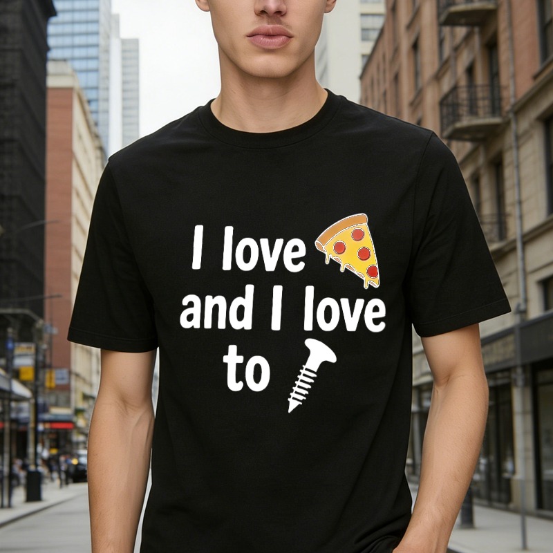 I Love Pizza And I Love To Screw Funny Food Pun Graphic T-shirt