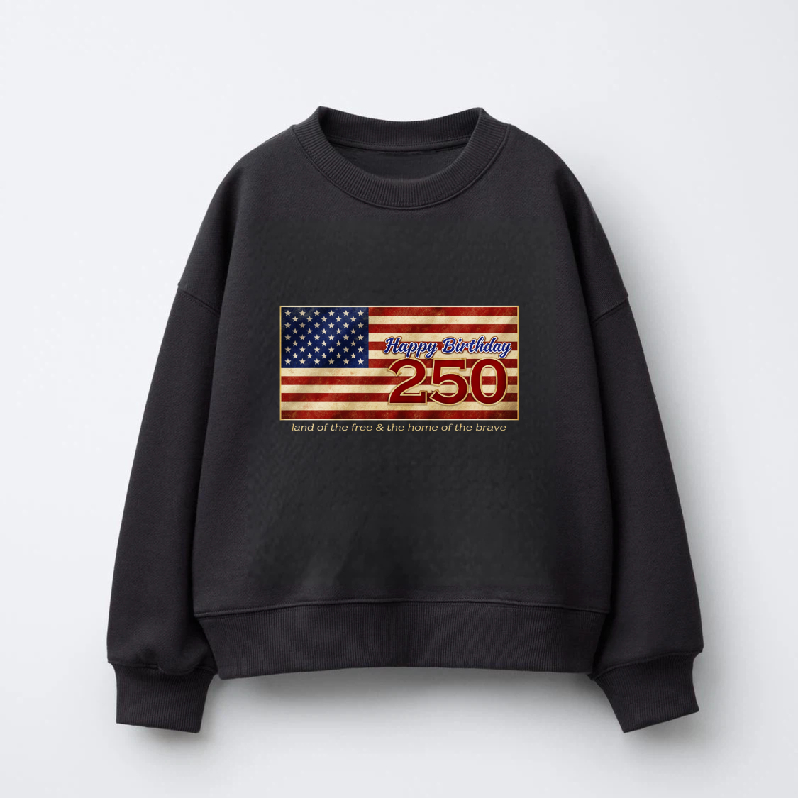 Happy Birthday 250 Usa Flag Sweatshirt Land Of The Free Home Of The Brave American Independence Day Celebration Apparel