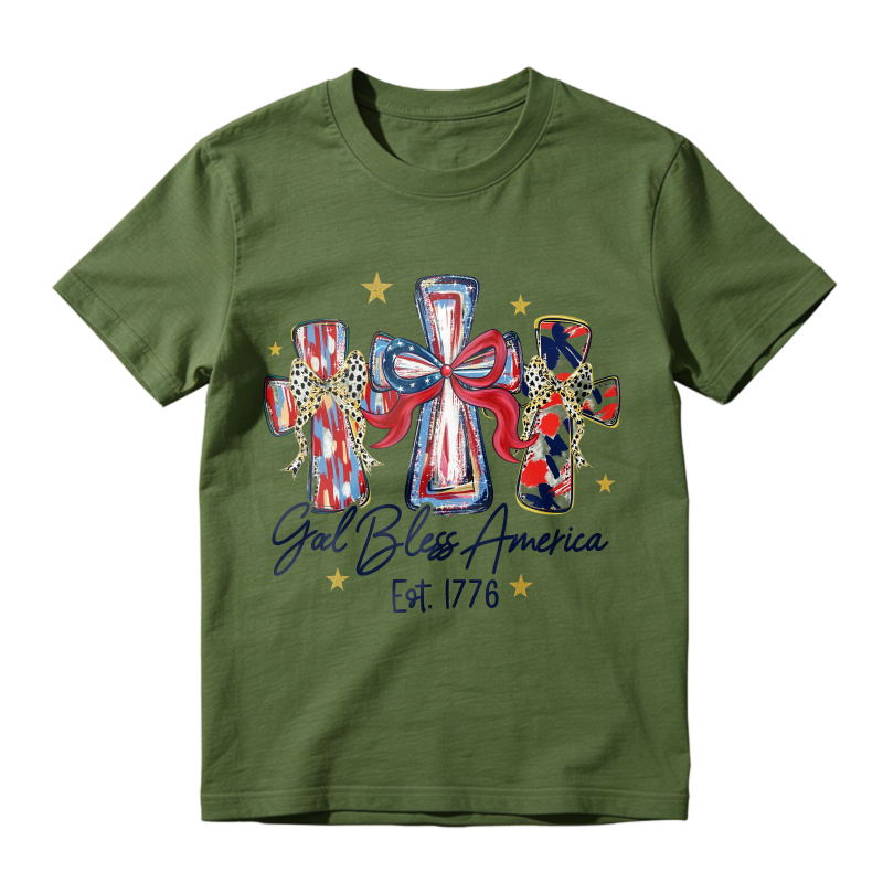 American Flag Crosses And Stars God Bless America Est 1776 Unisex Classic T-shirt