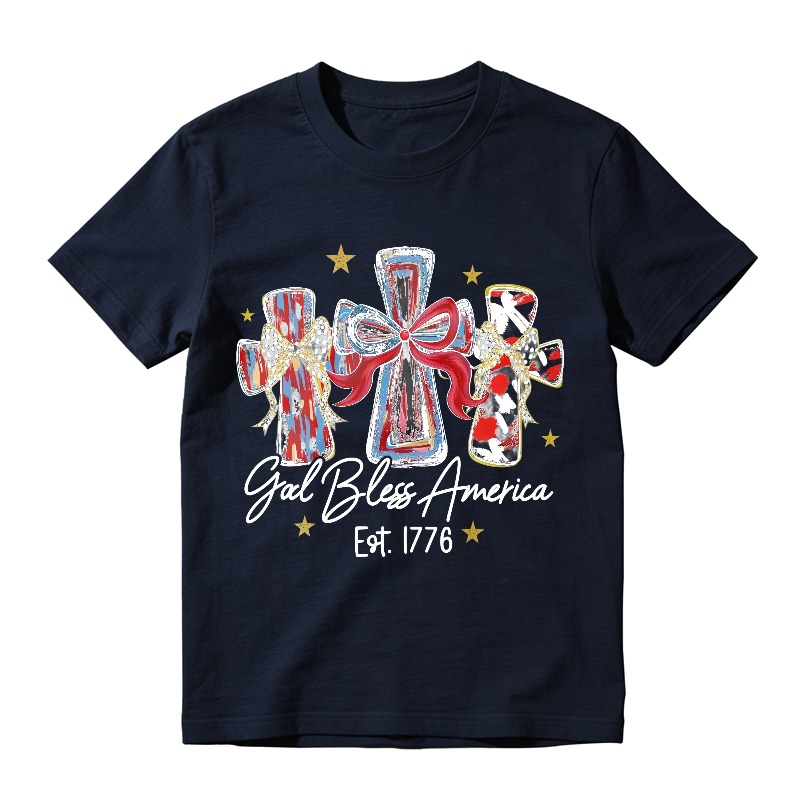 American Flag Crosses And Stars God Bless America Est 1776 Unisex Classic T-shirt