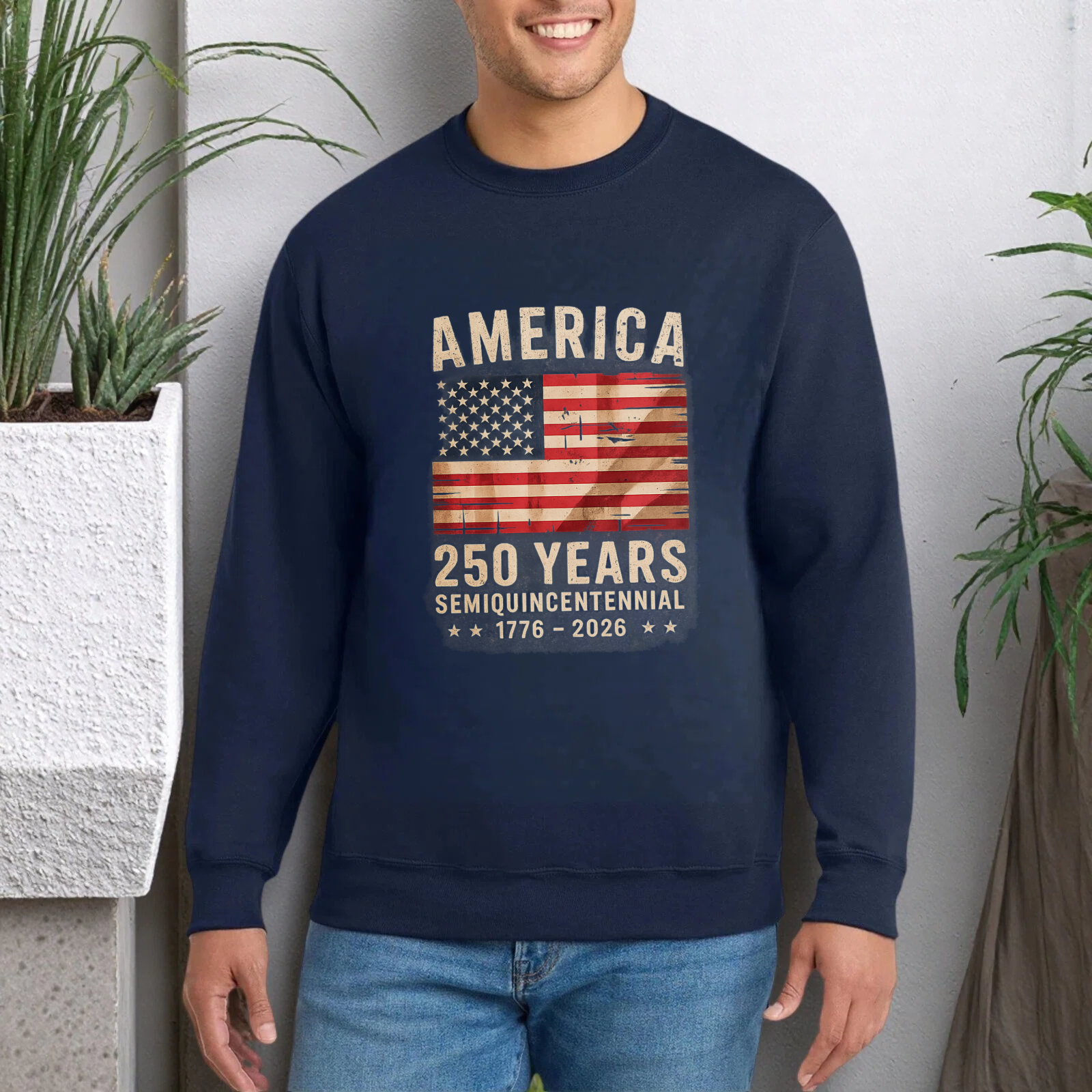America 250 Years Semiquincentennial 1776 2026 Usa Flag Patriotic Sweatshirt