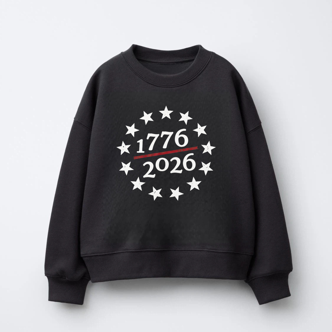 Black Sweatshirt 1776 2026 Stars Design American Independence Day Celebration Apparel Unisex Crewneck Pullover Casual Wear