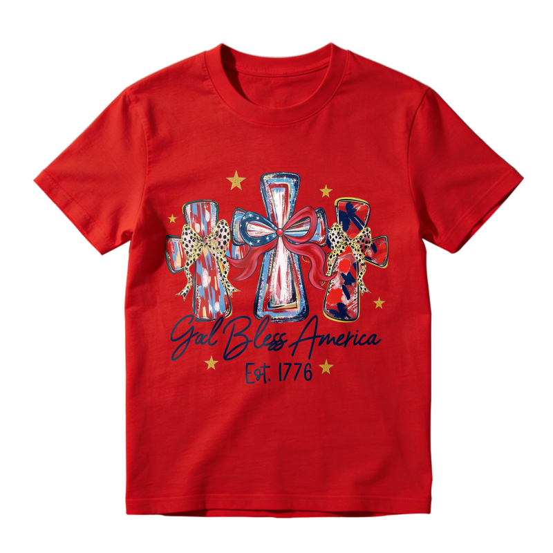 American Flag Crosses And Stars God Bless America Est 1776 Unisex Classic T-shirt