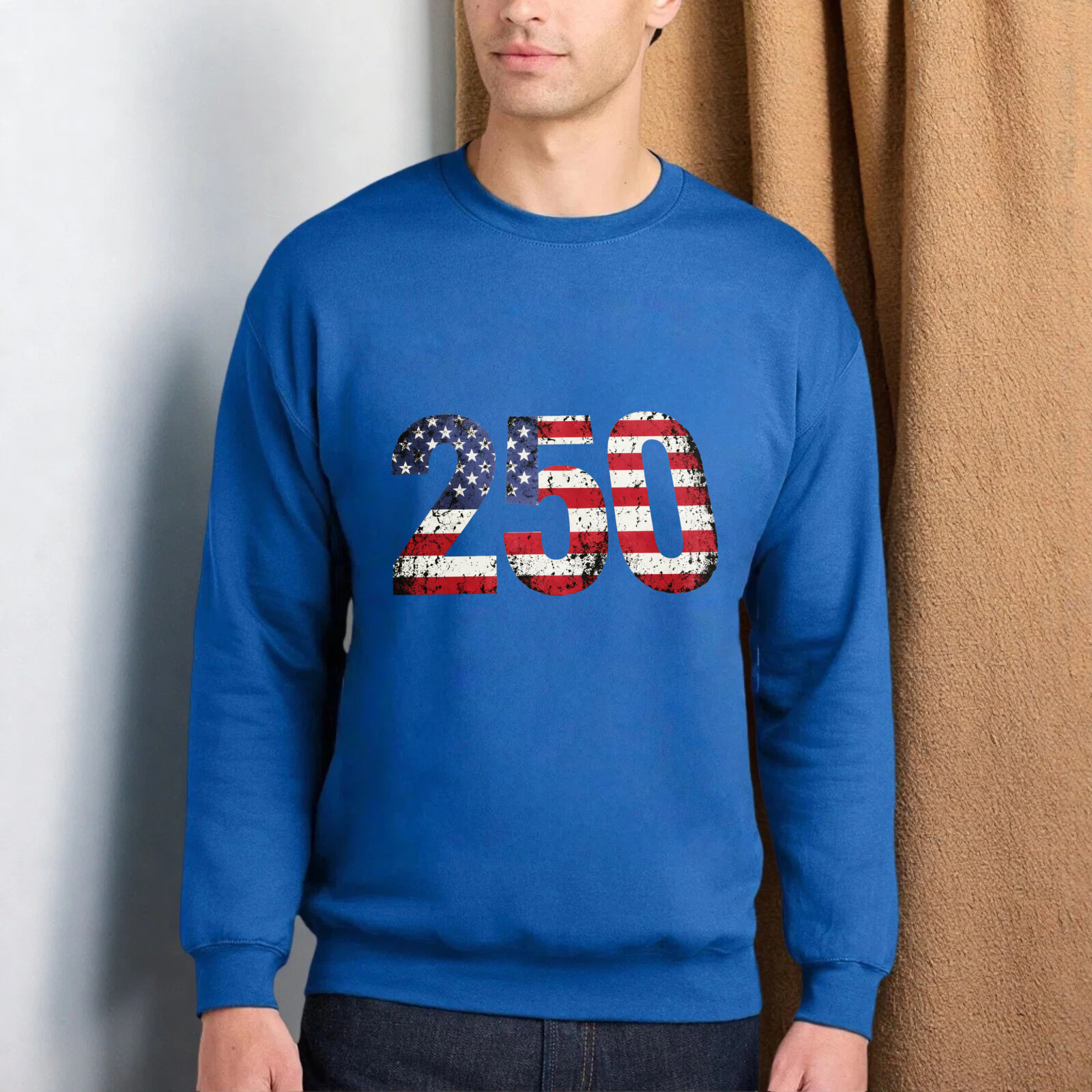 American Flag 250th Anniversary Black Sweatshirt Unisex Crewneck Pullover Long Sleeve Casual Top