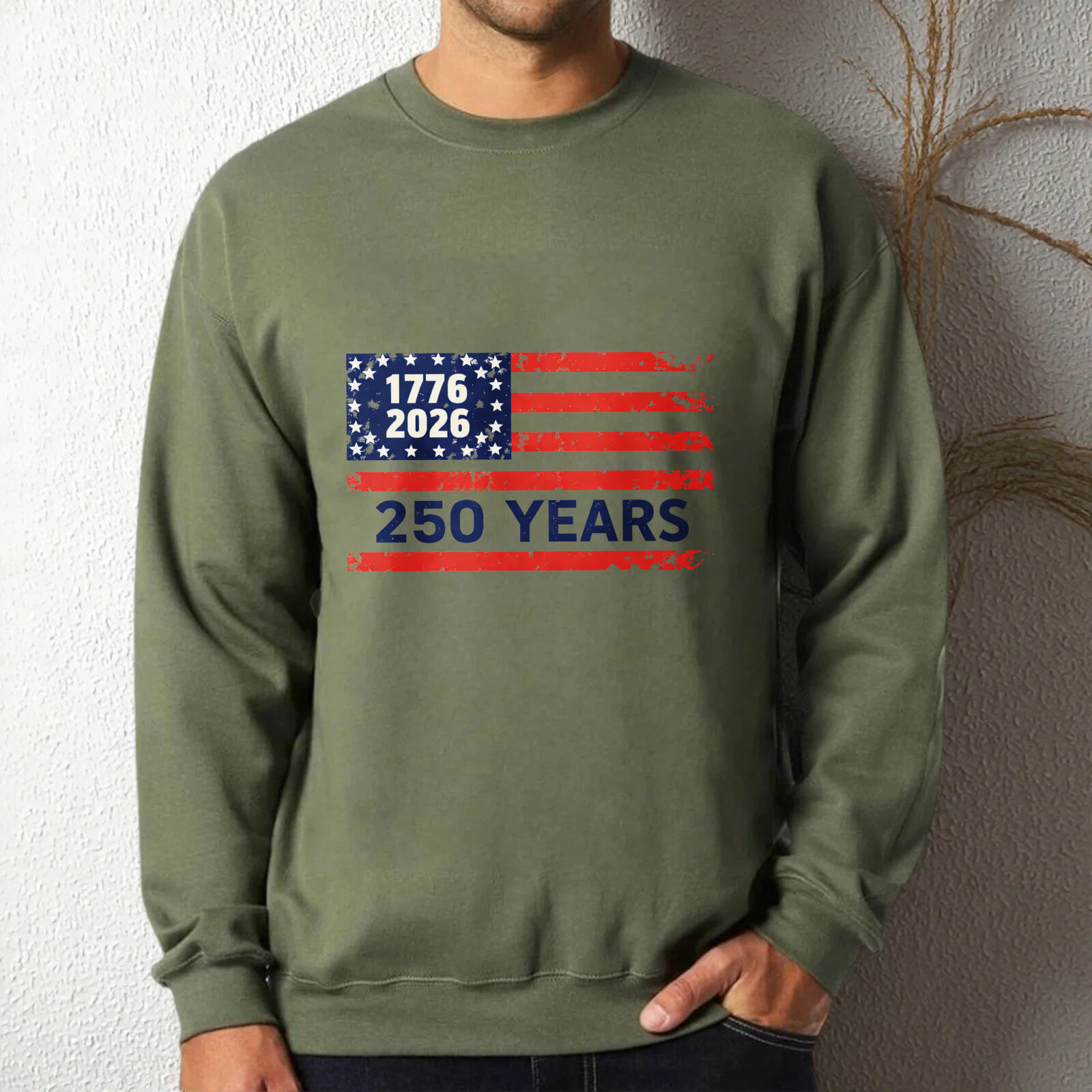 American Flag 1776 2026 250 Years Independence Day Sweatshirt Black Unisex Crewneck Pullover Long Sleeve Casual Top