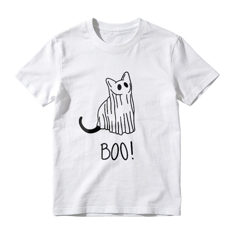 Cute Cartoon Cat Saying Boo Halloween Graphic, Unisex Classic T-shirt