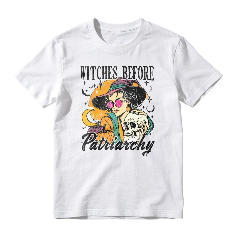 Witches Before Patriarchy, Witch With Skull And Moon Graphic, Unisex Classic T-shirt