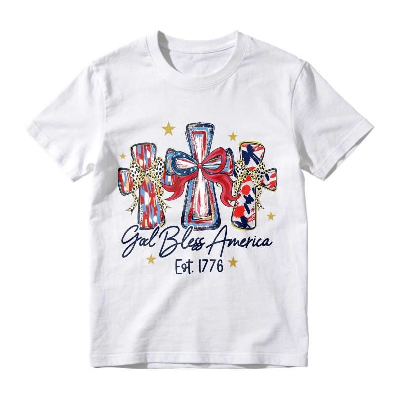 American Flag Crosses And Stars God Bless America Est 1776 Unisex Classic T-shirt