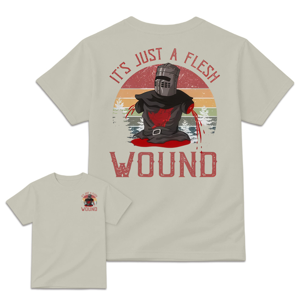 It's just a flesh wound Graphic Shirt, Black Knight Quote Tee, Monty Python and the Holy Grail Movie Shirt, Funny British Comedy Shirt, Retro Cult Film Fan Gift, Unisex Graphic T-Shirt