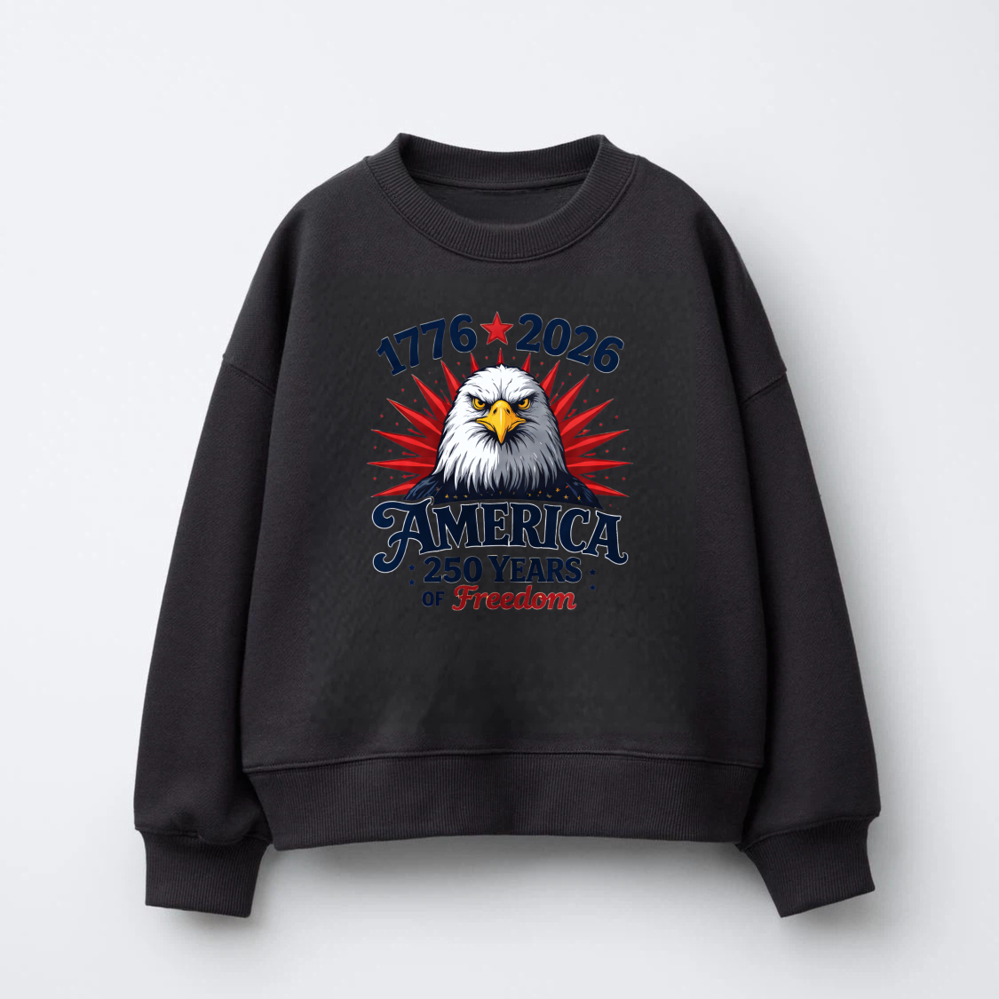 America 1776 2026 250 Years Of Freedom Eagle Sweatshirt Black