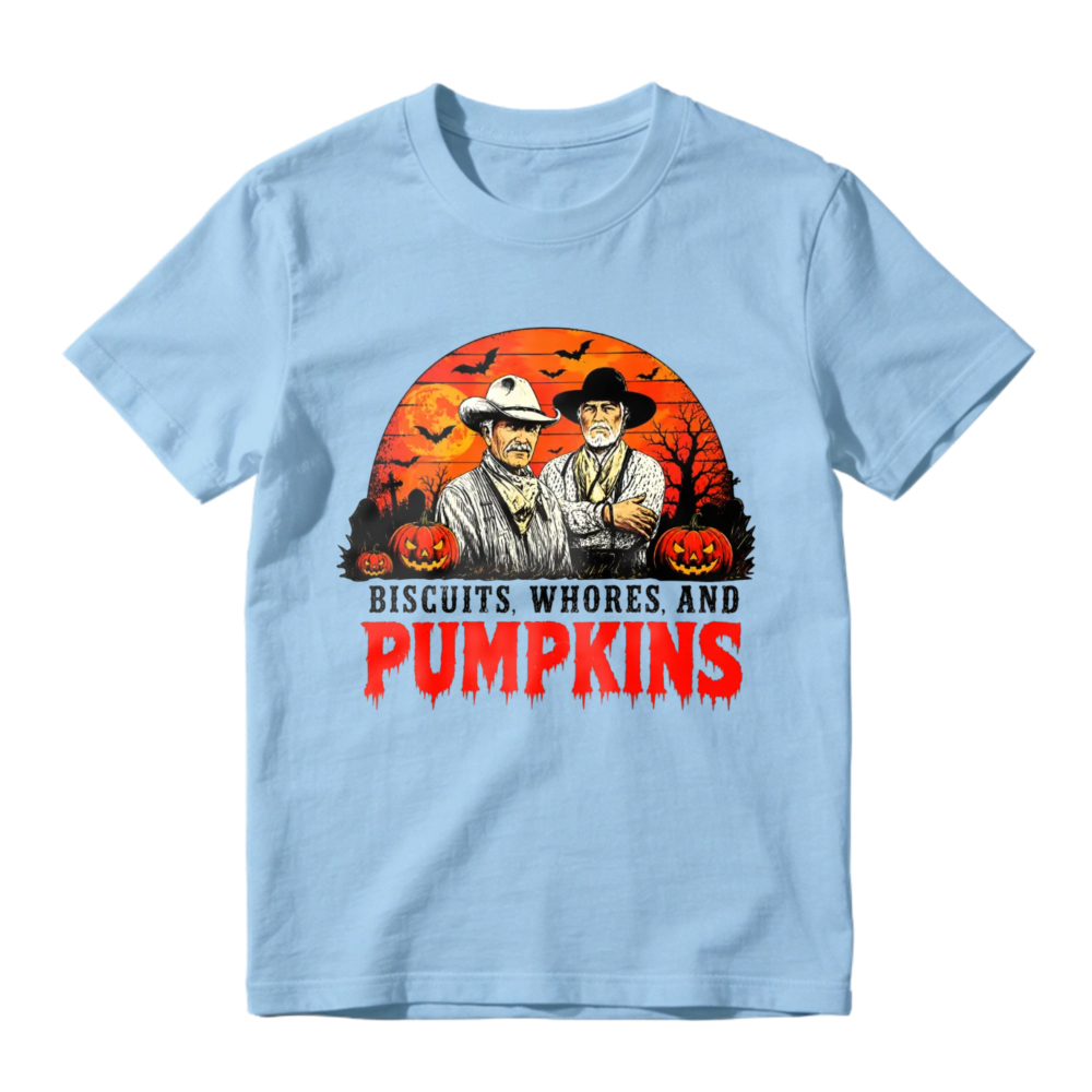 Biscuits Whores And Pumpkins Halloween Western Cowboy Vintage Retro Graphic T-shirt