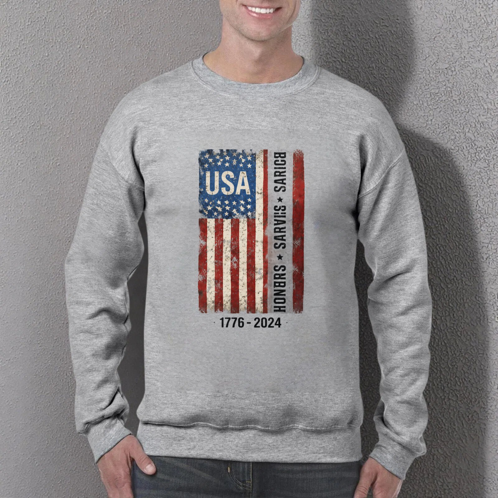 Usa Flag American Patriotic Sweatshirt Black Crewneck Long Sleeve Casual Wear For Men Women 2023 Edition