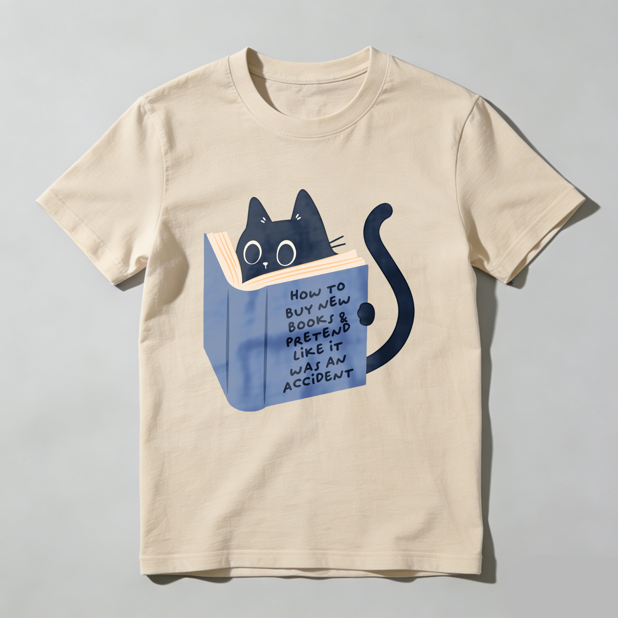 Wardrobecart Cat Reading Book With Text On Cover tshirt