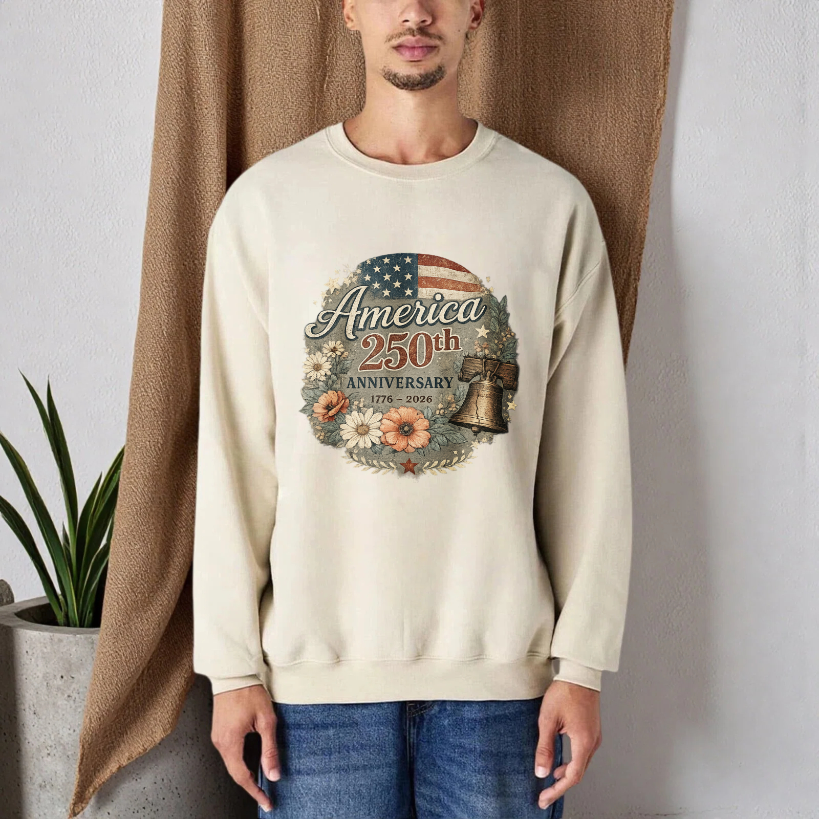 America 250th Anniversary 1776 2026 Commemorative Sweatshirt Black Crewneck Long Sleeve Pullover Top
