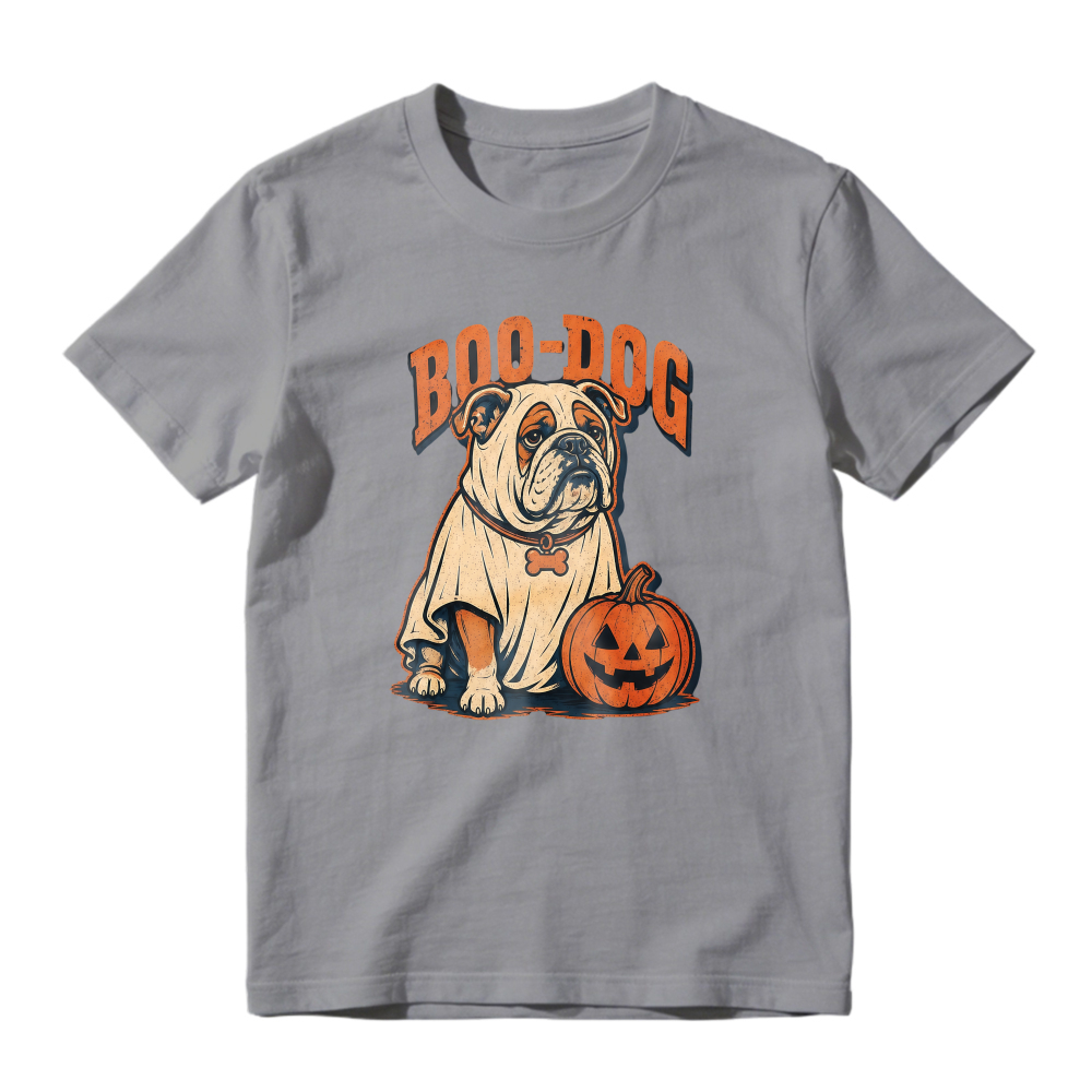 Boo Dog Bulldog In Ghost Costume With Pumpkin Halloween Unisex Classic T Shirt
