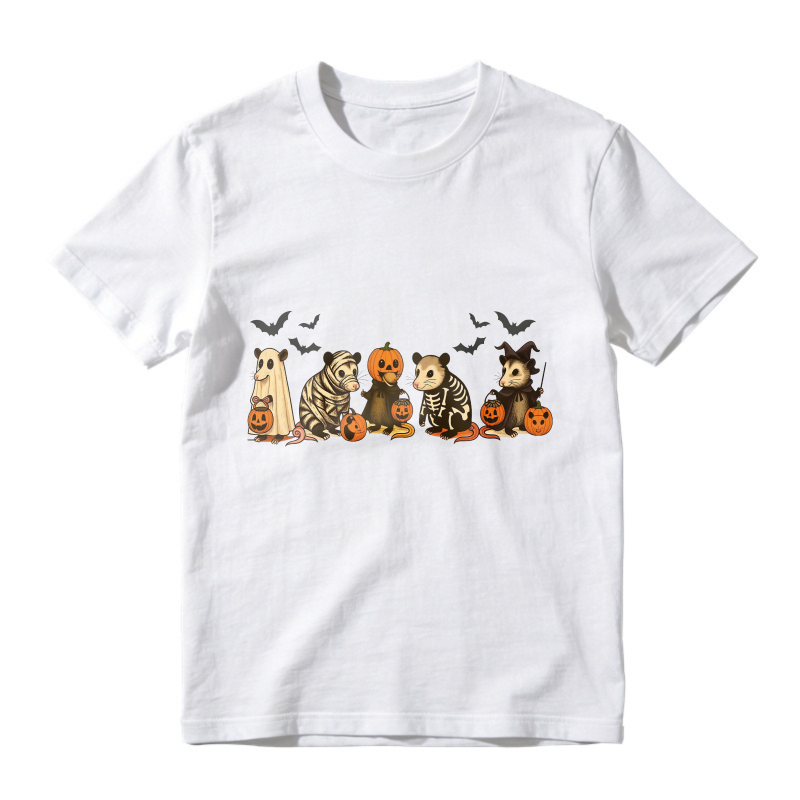 Cute Halloween Animals In Costumes With Pumpkins And Bats, Unisex Classic T-shirt