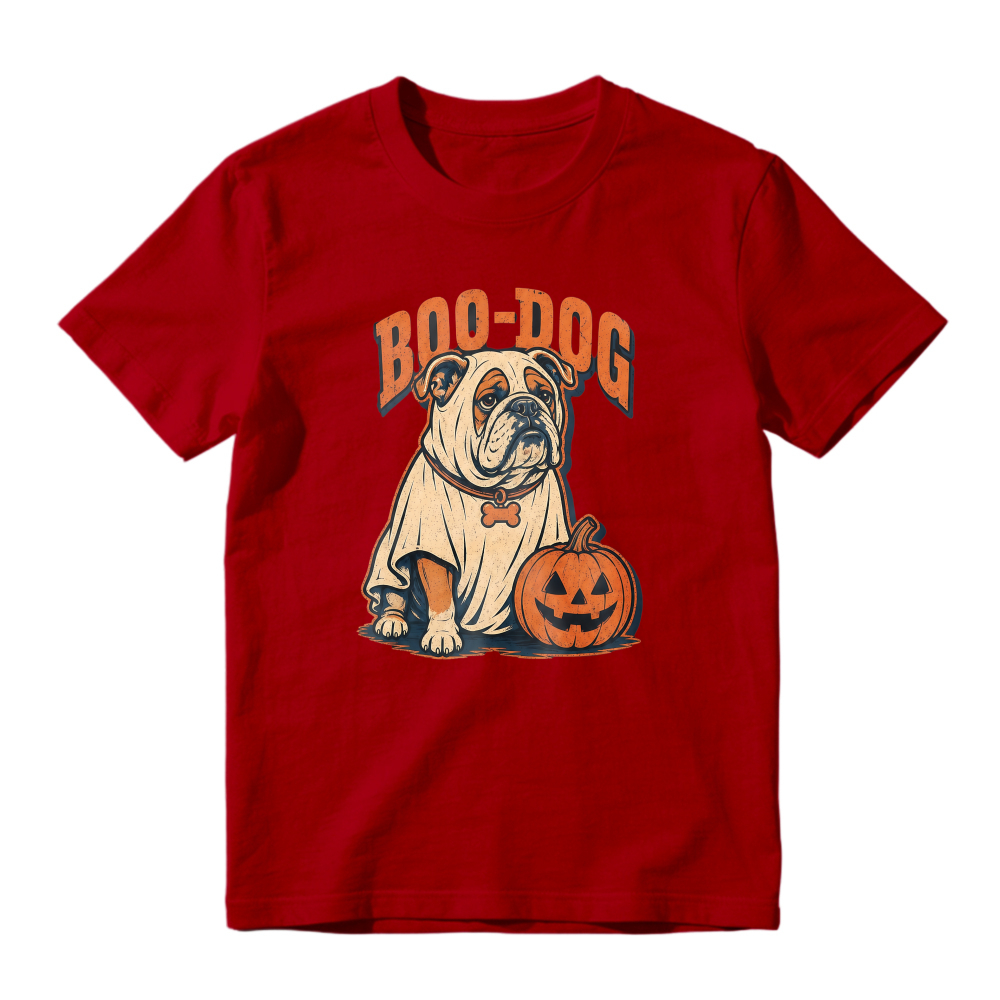 Boo Dog Bulldog In Ghost Costume With Pumpkin Halloween Unisex Classic T Shirt
