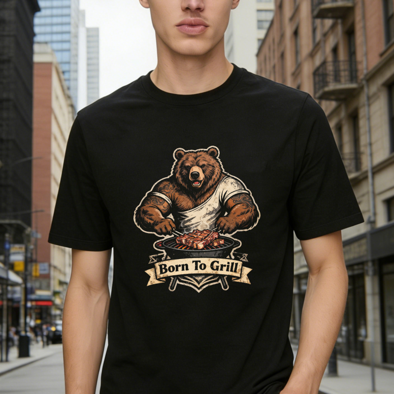 Born To Grill Bear Cooking Barbecue Unisex Classic T-shirt