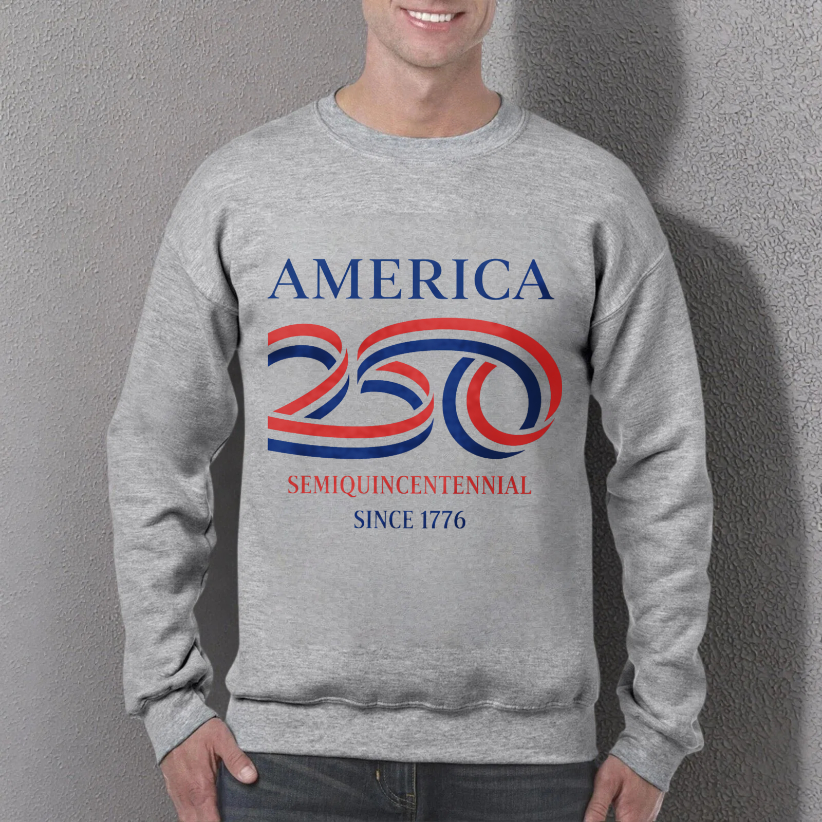 America 250 SemiQuincennial Sweatshirt Black Crewneck Pullover Long Sleeve Casual Graphic Top For Men Women Unisex Apparel 2026 Independence Day Celebration Wear