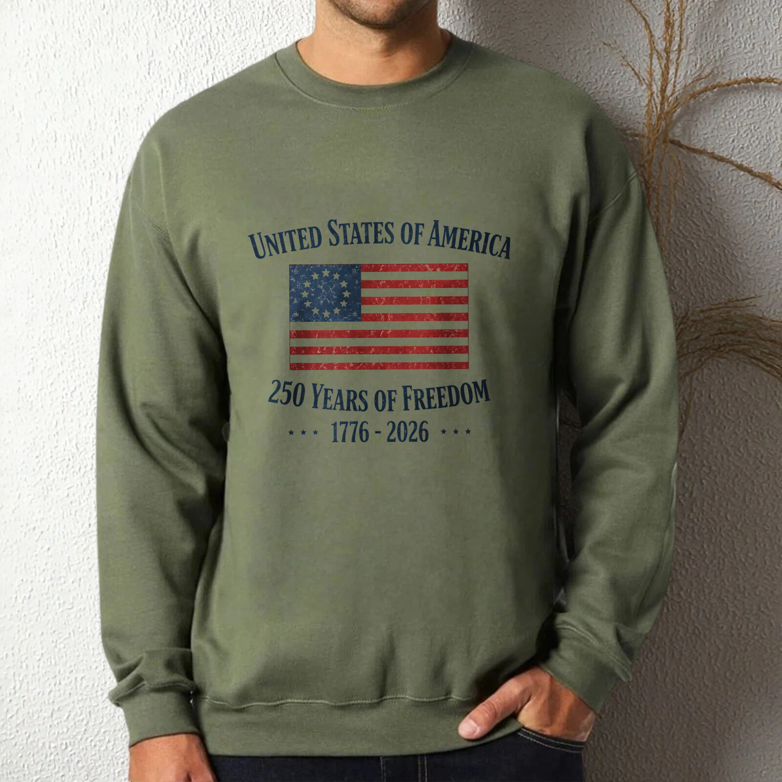 American Flag Design Crewneck Sweatshirt Black Cotton Long Sleeve Pullover Top Men Women Unisex Casual Wear Streetwear Fashion Apparel