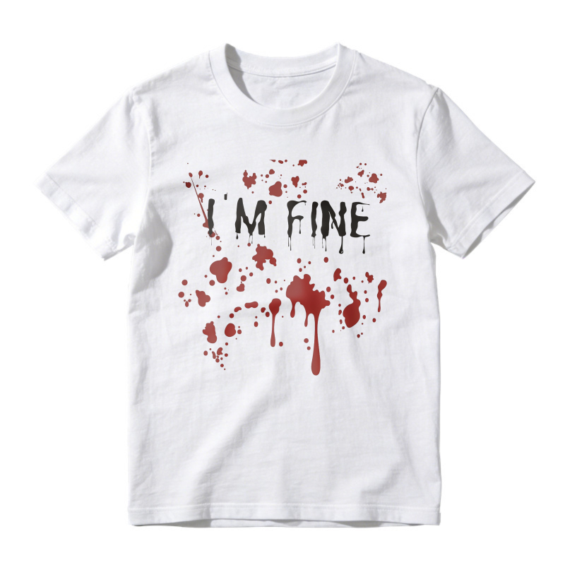 I'm Fine Blood Splatter Horror Graphic, Unisex Classic T-shirt