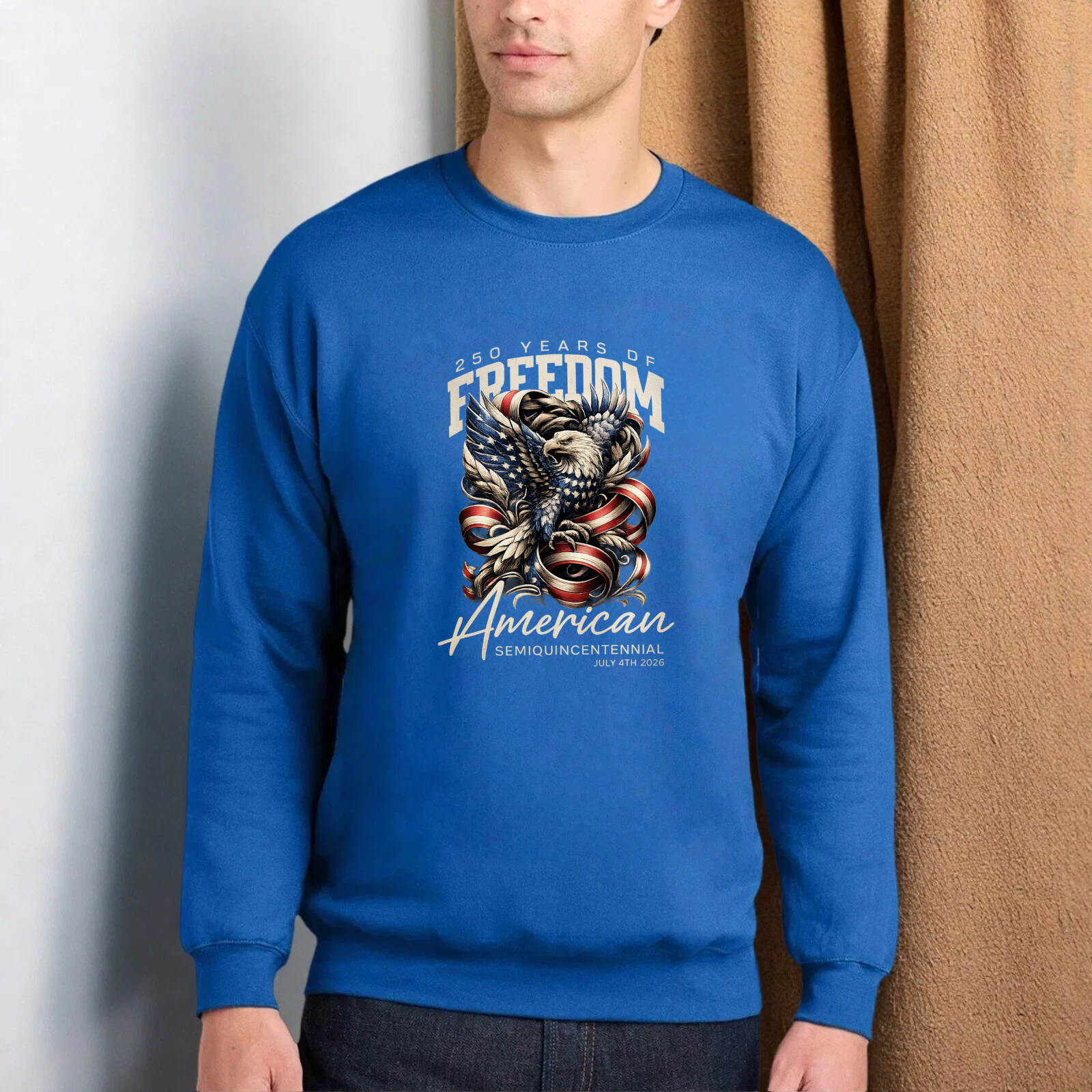 American Freedom Eagle Flag Sweatshirt 250 Years Of Freedom Semiquincentennial 1776 2026 Patriotic Crewneck Pullover Shirt