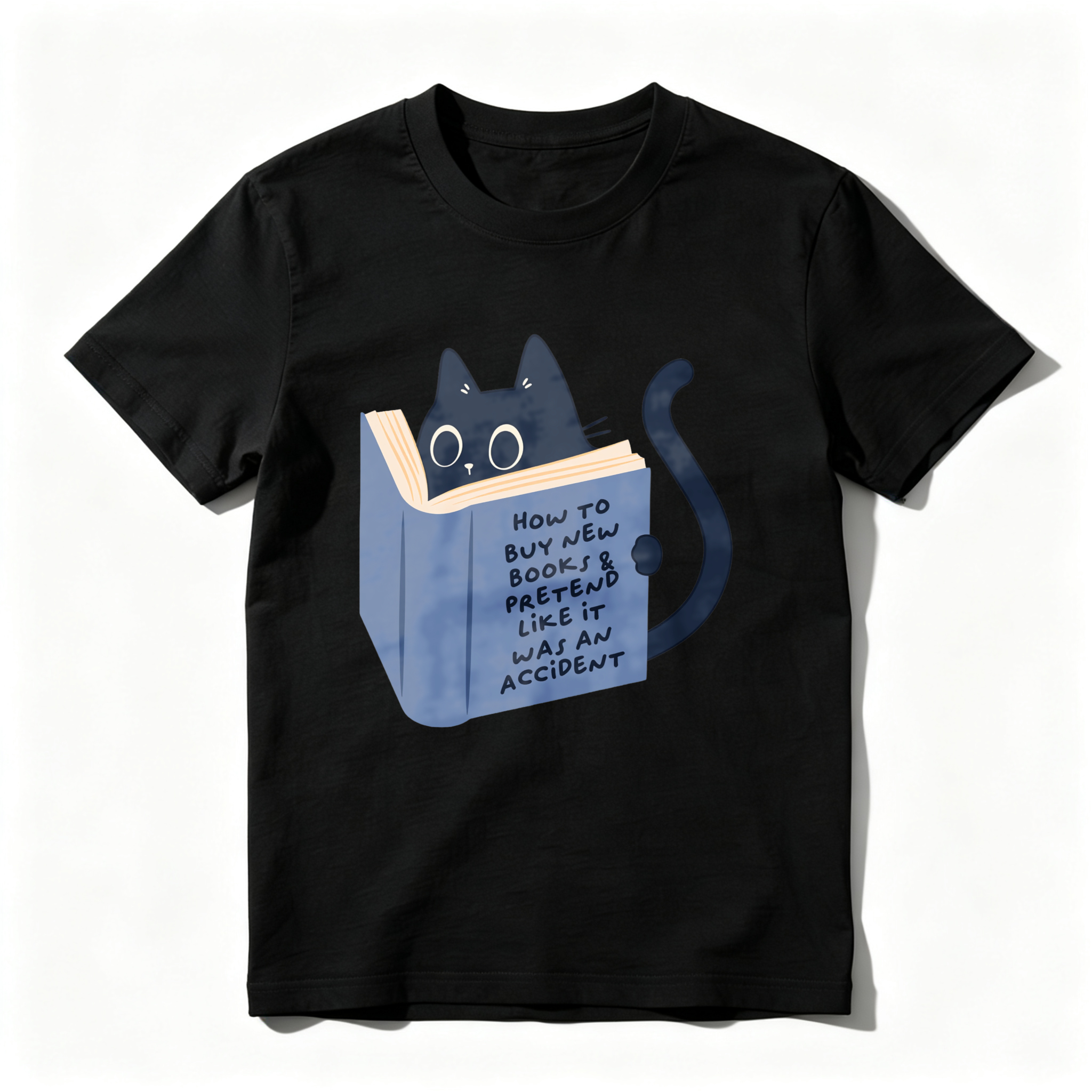 Wardrobecart Cat Reading Book With Text On Cover tshirt