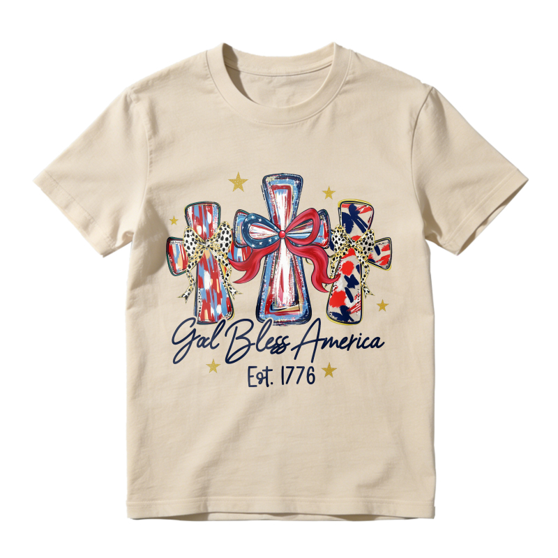 American Flag Crosses And Stars God Bless America Est 1776 Unisex Classic T-shirt