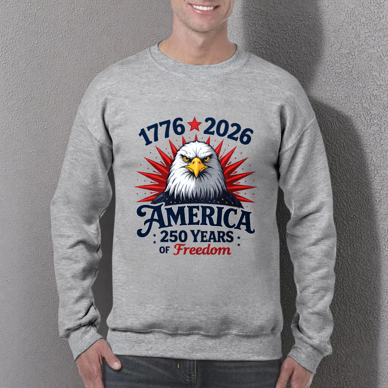America 1776 2026 250 Years Of Freedom Eagle Sweatshirt Black