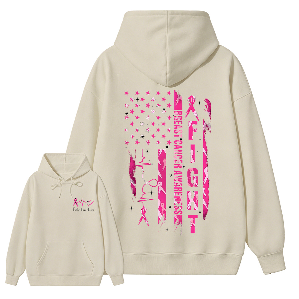 Women's Breast Cancer Awareness Graphic Hoodie with Pink Ribbon & "Empowerment" Design