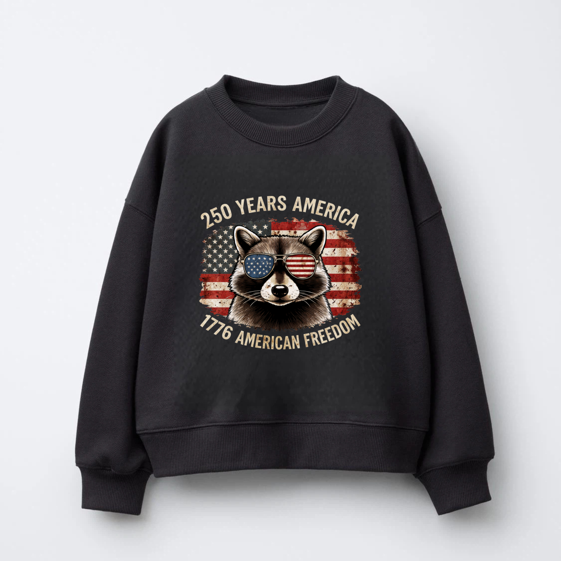 Racoon American Flag Sweatshirt 250 Years America 1776 American Freedom Patriotic Crewneck Pullover Shirt