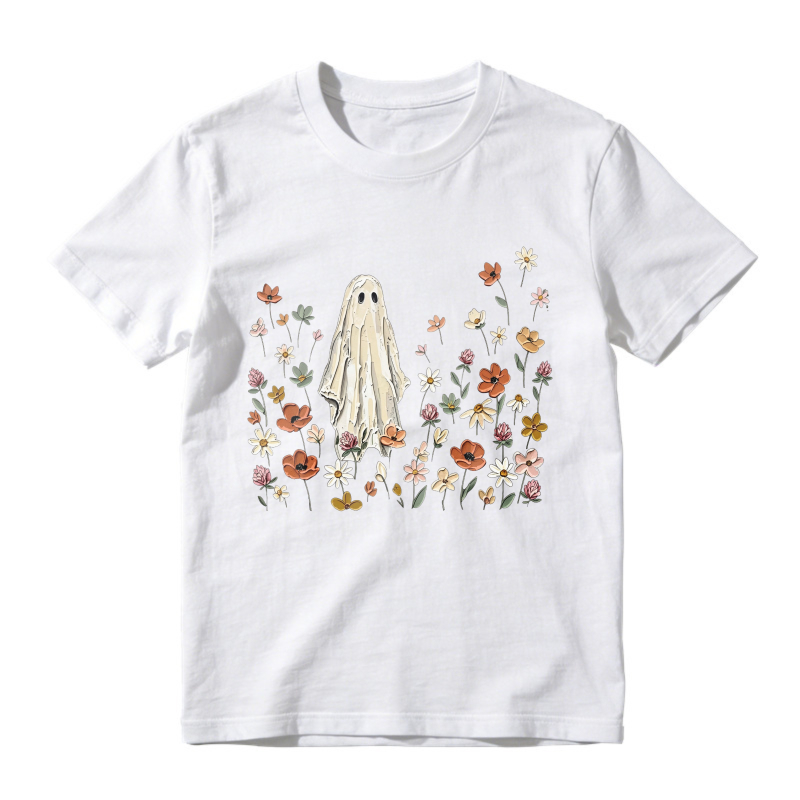 Cute Ghost In Wildflowers, Unisex Classic T-shirt