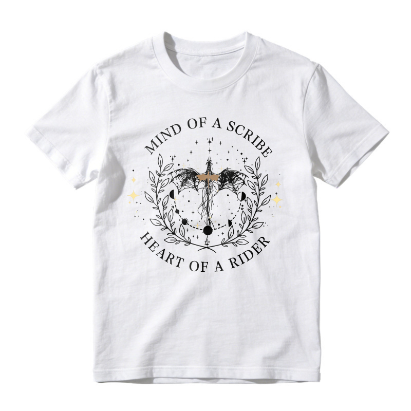 Mind Of A Scribe Heart Of A Rider Dragon And Laurel Wreath Graphic, Unisex Classic T-shirt