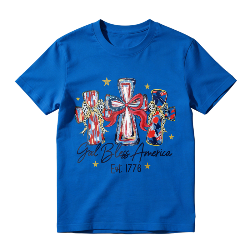 American Flag Crosses And Stars God Bless America Est 1776 Unisex Classic T-shirt