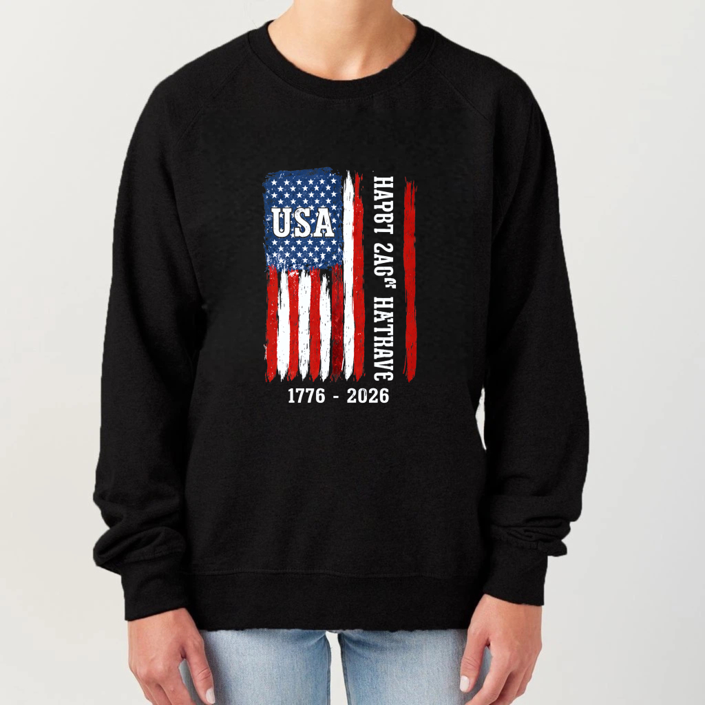 Usa Flag Sweatshirt Happy 240th Birthday 1776 2026 American Independence Day Celebration Crewneck Pullover