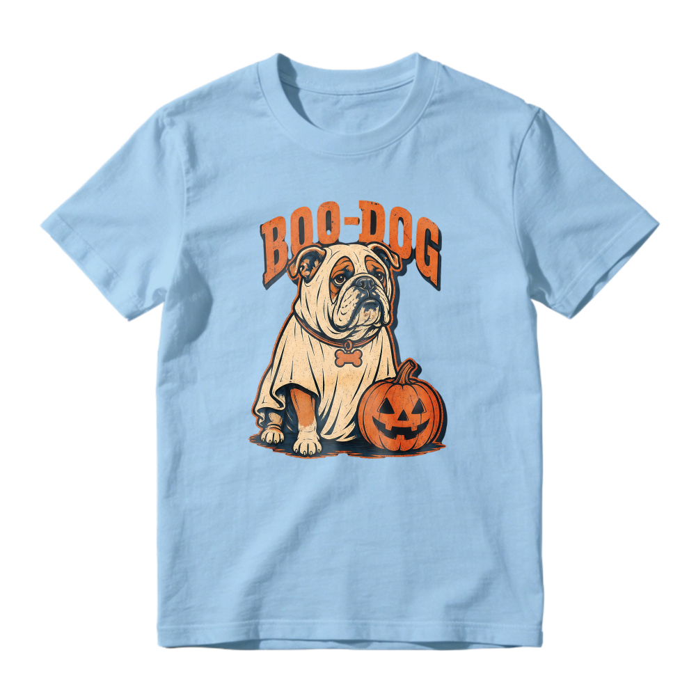 Boo Dog Bulldog In Ghost Costume With Pumpkin Halloween Unisex Classic T Shirt
