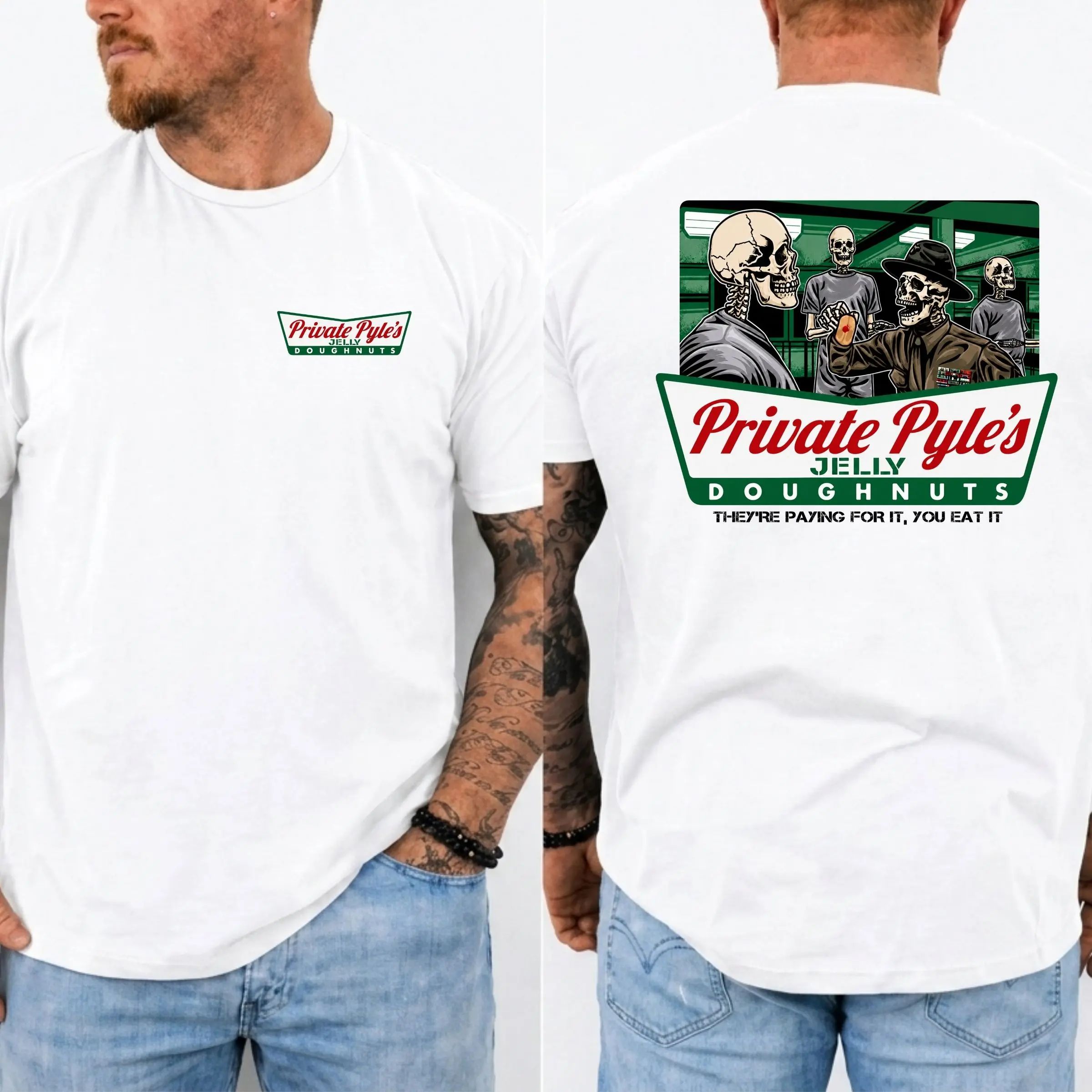 Private Pyle's Jelly Doughnuts Patriotic Military Graphic T-Shirt