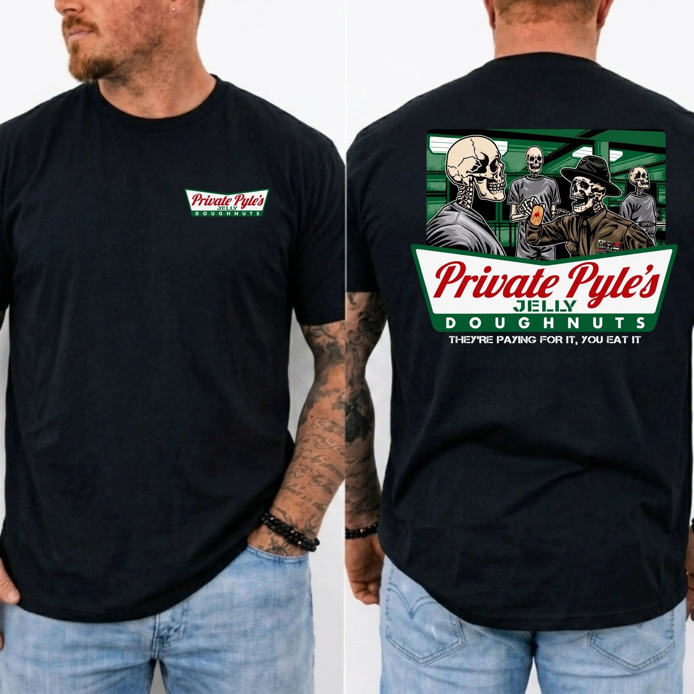 Private Pyle's Jelly Doughnuts Patriotic Military Graphic T-Shirt