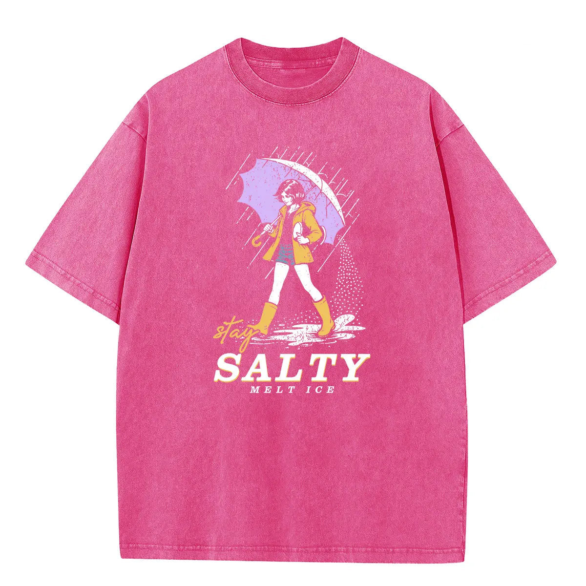 Dorawear™  Stay Salty Vintage Wash Tee – Oversized Coastal Girl Shirt
