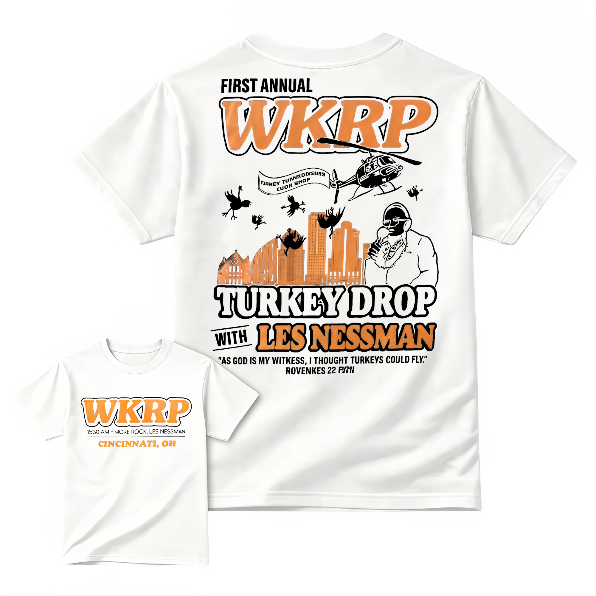 "As God Is My Witness" - WKRP Turkey Drop Retro Sitcom T-shirt