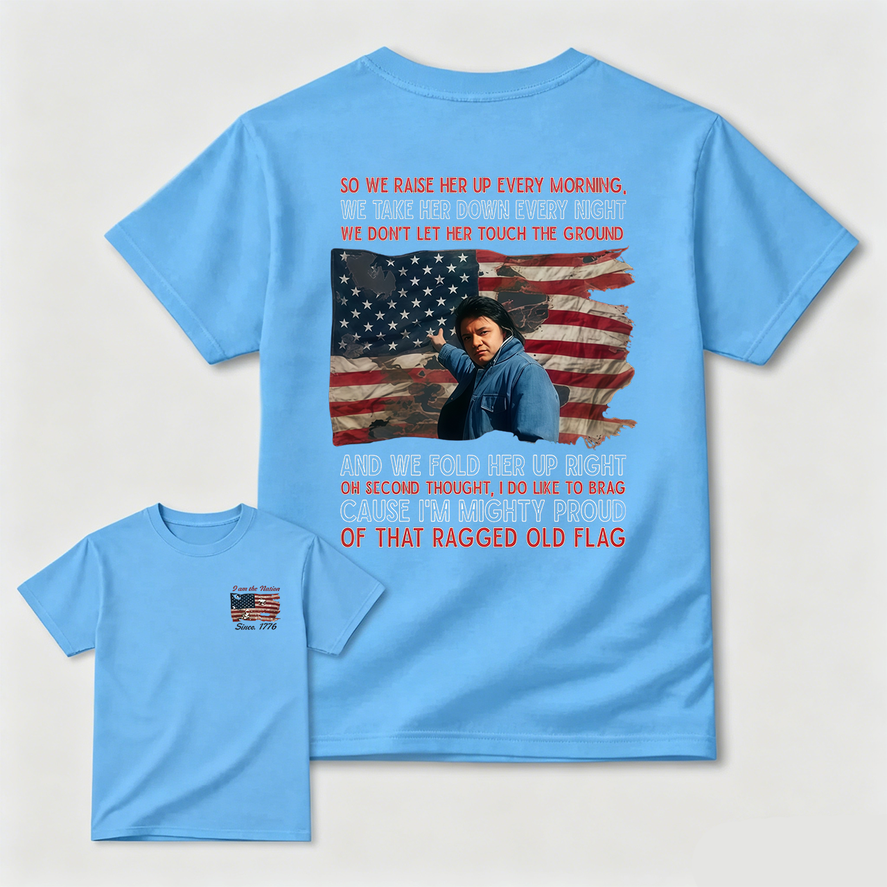 Johnny Cash 4th of July Tee, Ragged Old Flag T-Shirt, Legend of Country Music Shirt, American Independence Day Apparel, MADE IN USA