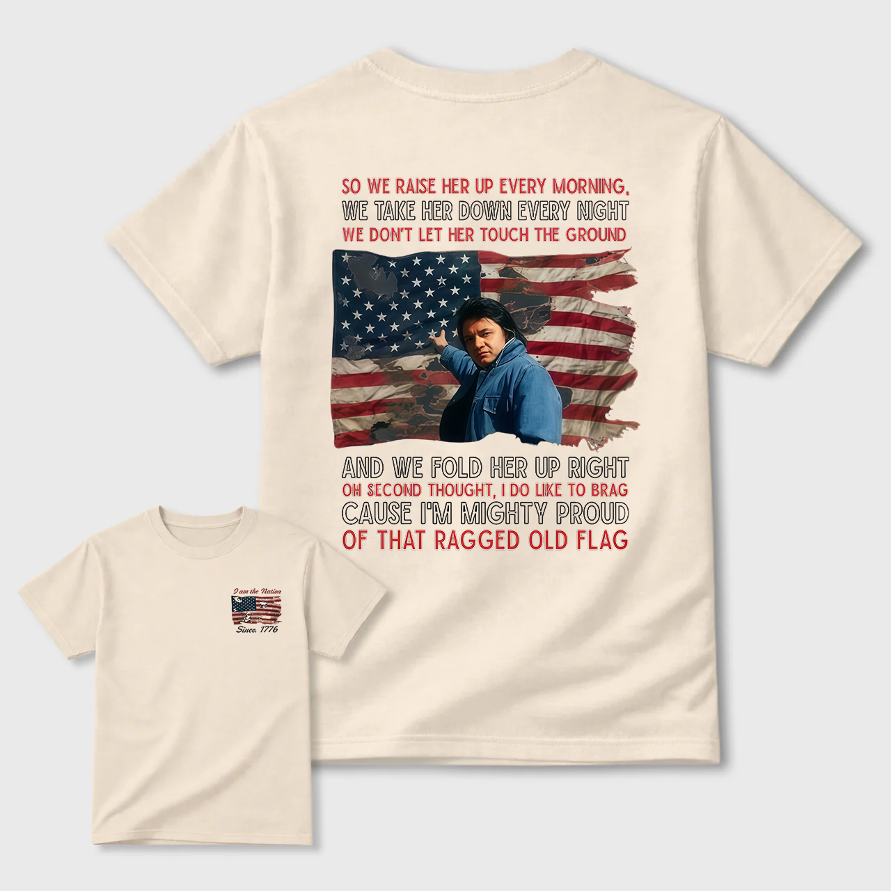 Johnny Cash 4th of July Tee, Ragged Old Flag T-Shirt, Legend of Country Music Shirt, American Independence Day Apparel, MADE IN USA
