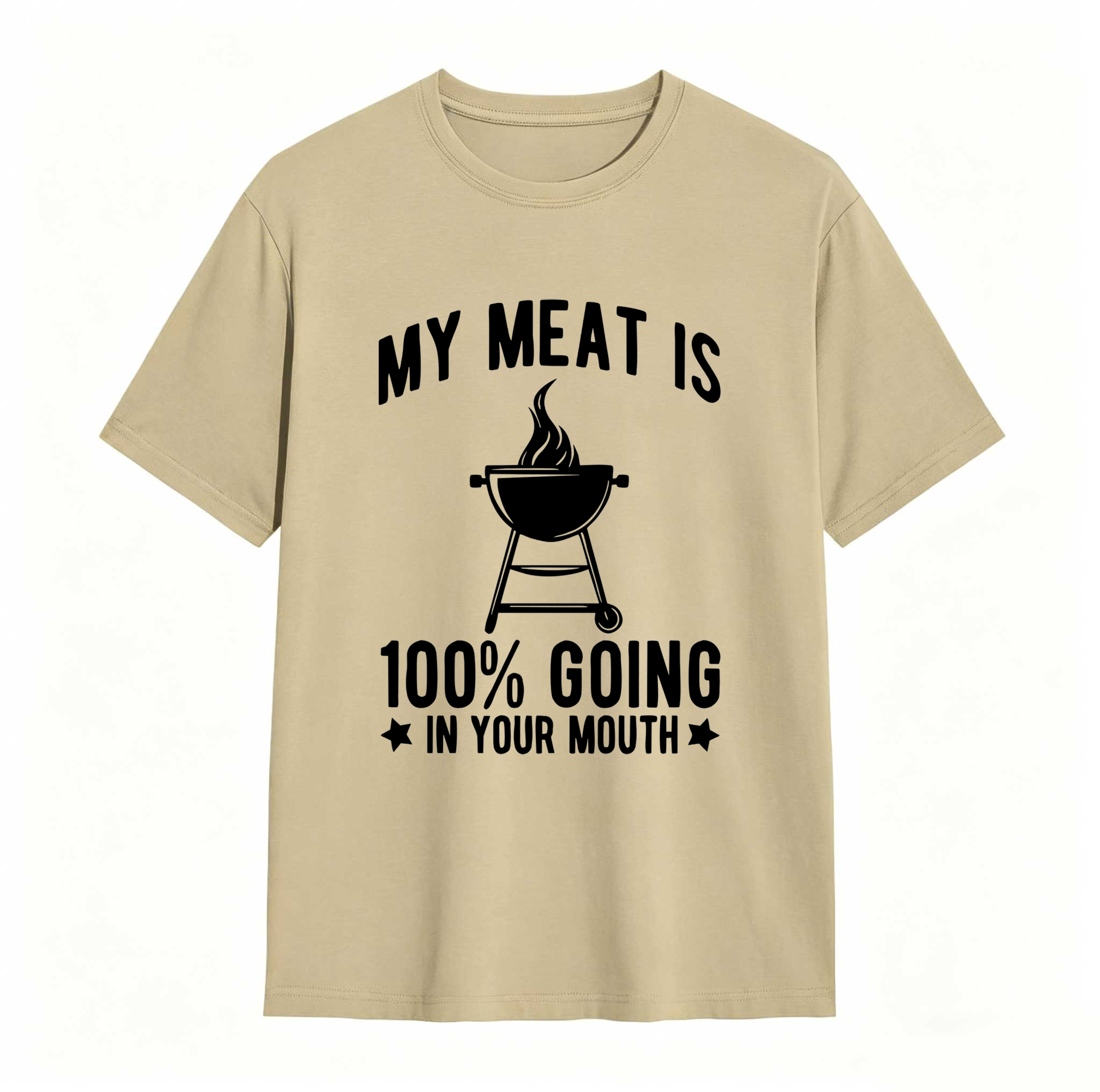 Dorawear™ 100% Cotton My Meat Is 100% Going In Your Mouth - Funny BBQ Themed Unisex Black Short Sleeve T-Shirt Golf Gift T-Shirt For Men And Women