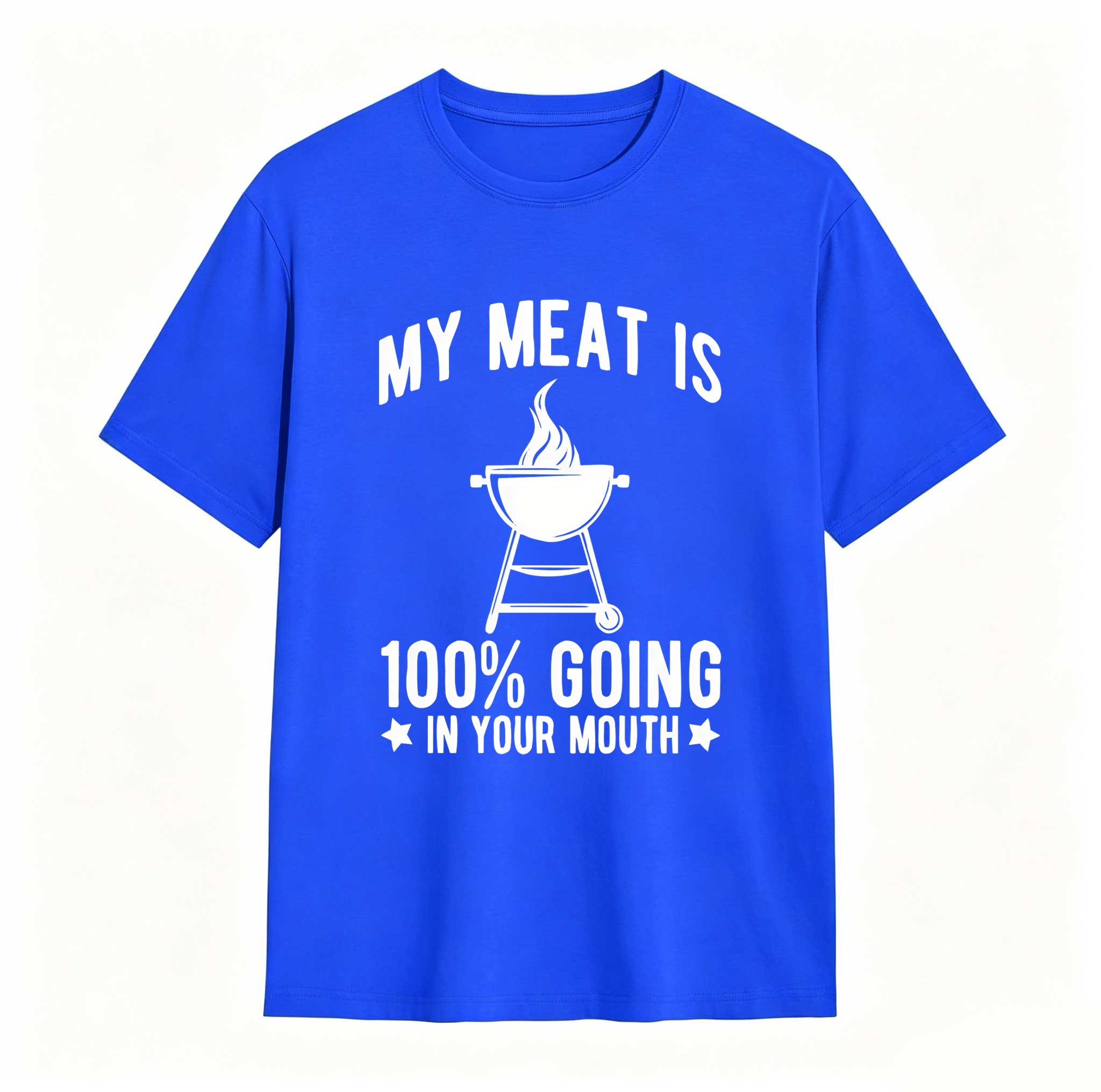 Dorawear™ 100% Cotton My Meat Is 100% Going In Your Mouth - Funny BBQ Themed Unisex Black Short Sleeve T-Shirt Golf Gift T-Shirt For Men And Women