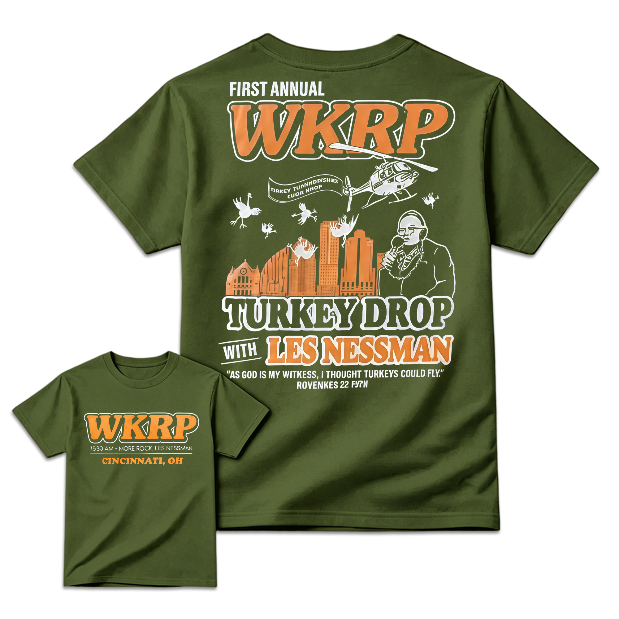 "As God Is My Witness" - WKRP Turkey Drop Retro Sitcom T-shirt