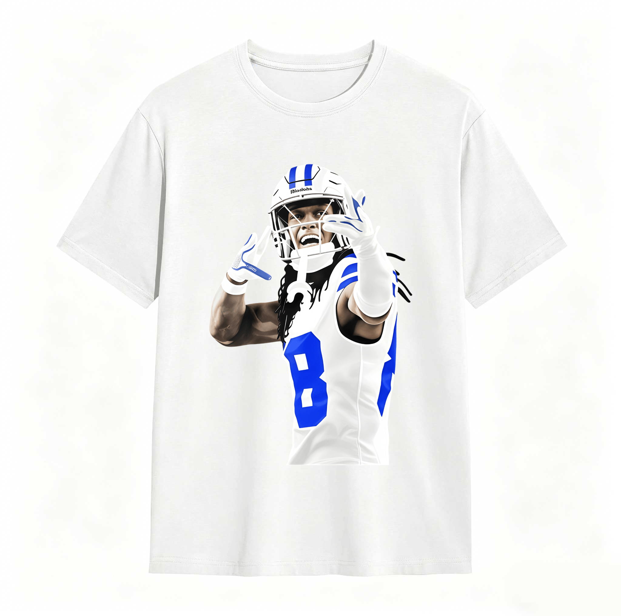 Dorawear™ Football Player In Action Pose With Number Eight T Shirt